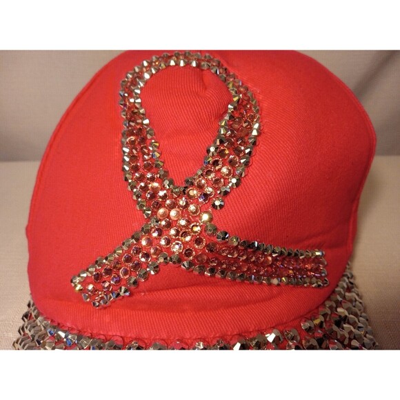 5/$25 NEW Breast Cancer Awareness Bedazzled Pink Baseball Hat 1 Size Fits All - Picture 4 of 8